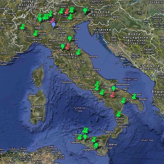 Distribuzione dei clienti di CAP Travi in c.a.p. in Italia