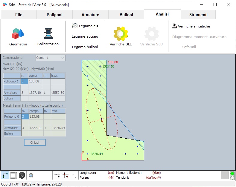 CAD grafico per l'input e l'editing della geometria della sezione.